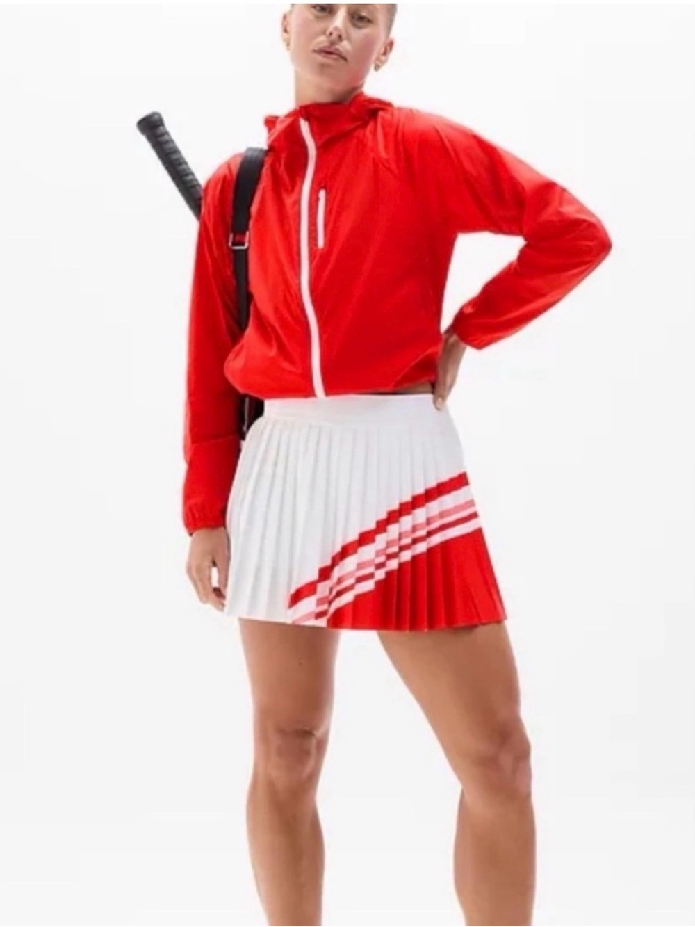 NWOT Athleta Match Point Pleated Skort Colorblock Red/White Large pickleball
